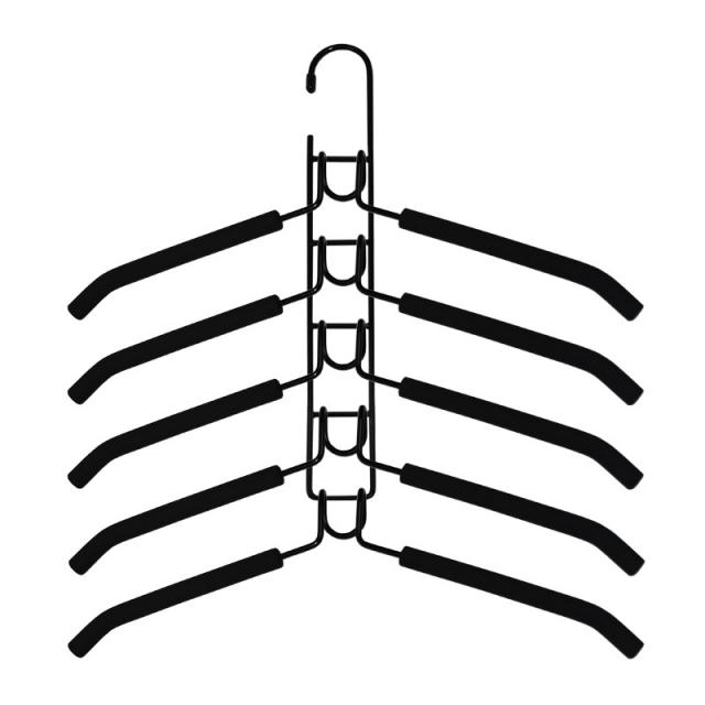 다용도 마술 옷걸이 가정용 탈착 가능 정리 옷걸이 5 in 1 무흔 레이어드 블랙, 3P