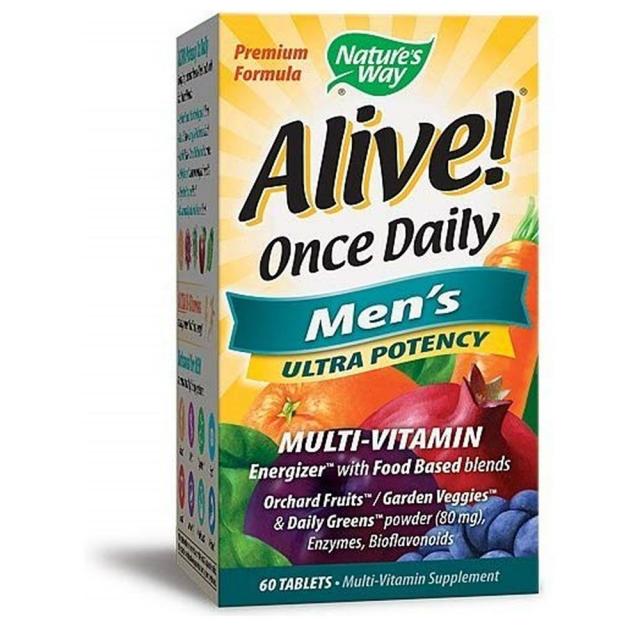 Nature's Way Alive Once Daily Men's Ultra Potency Tablets 60 Count 얼라이브 일일 남성종합비타민 60정, 1set, 1set