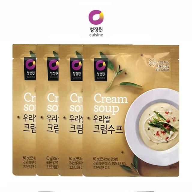 바쁜아침 간단히!! 청정원 우리쌀 크림수프60g 스프 간편조리 즉석식품 고소한 맛, 4개