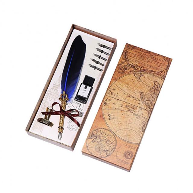 중독성 필기감 골드구스 깃털 만년필 세트 블루 1P 선물용만년필/기념만년필/필기구/수입만년필/학용품, 단일 색상, 단일 만년필 펜촉굵기