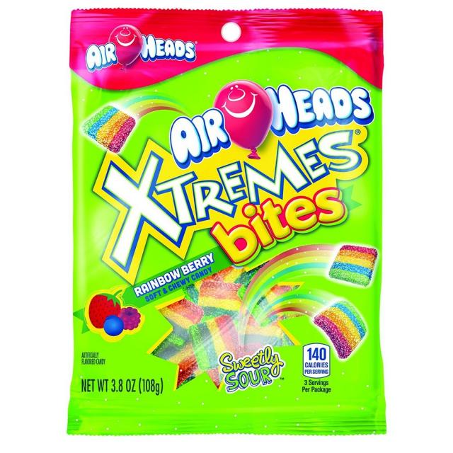 Airheads Xtremes Bites Rainbow Berry 익스트림바이츠 레인보우베리 캔디 108g 오트밀 페인트 눈깔 금연 임산부간식 사탕, 1set