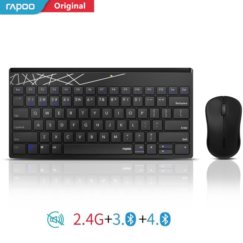 Poo o 다중 모드 자동 무선 키보드 마우스 콤보 스위치 (bluetooth 및 2.4g 사이) 컴퓨터/전화/mac 용 3 장치 연결, 단일, 8000T White