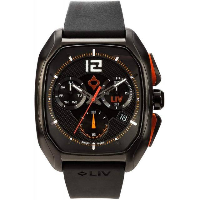 LIV Rebel-DDC 스위스 제 아날로그 디스플레이 데이 데이트 크로노 그래프 남성용 직사각형 시계; 날짜
