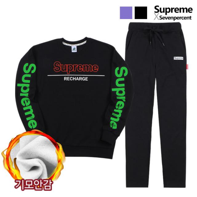 슈프림 남여공용 기모 오버핏맨투맨 세트 SUPREME 리챠슈프림 SET