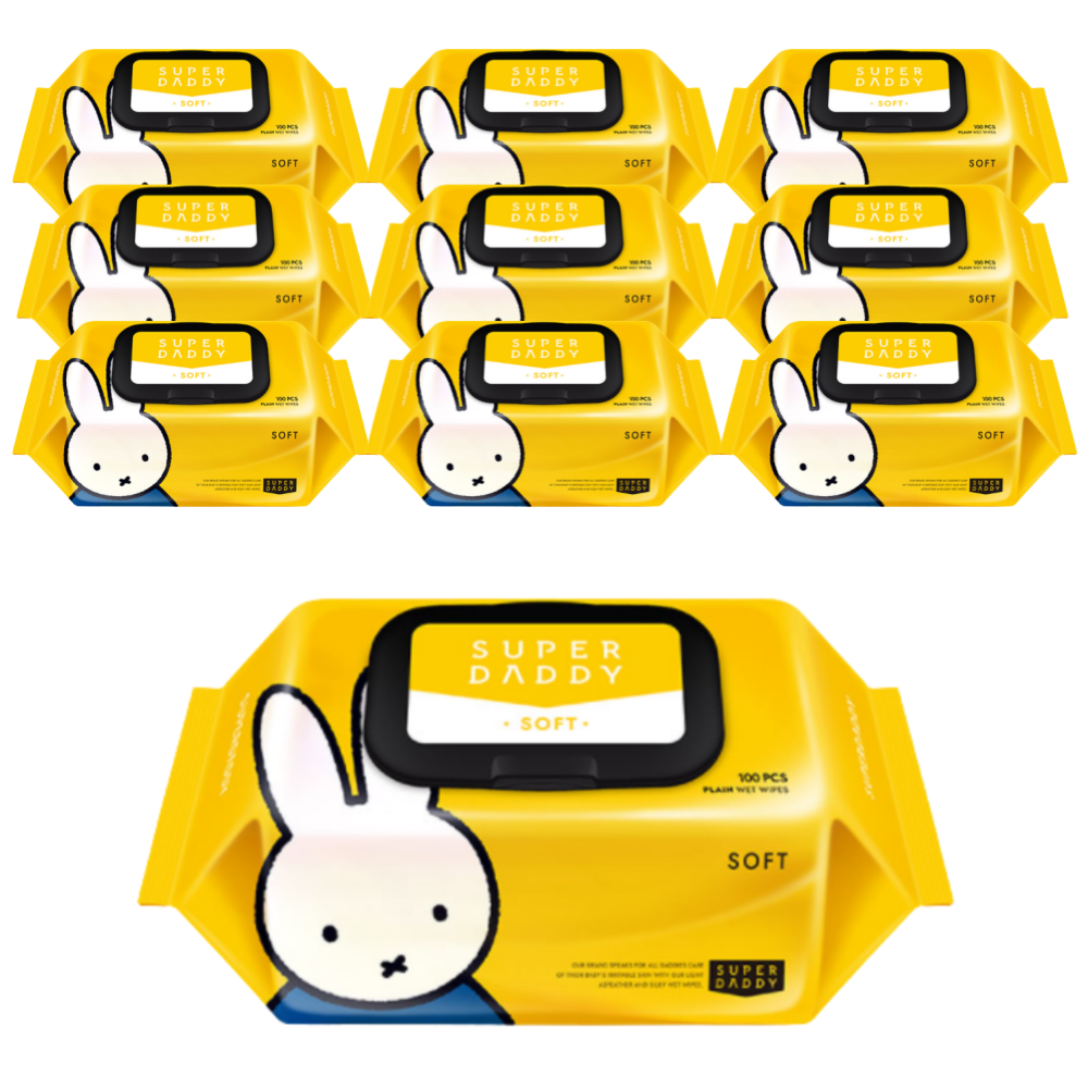 슈퍼대디 저자극 아기물티슈 소프트 캡형, 100매, 10팩