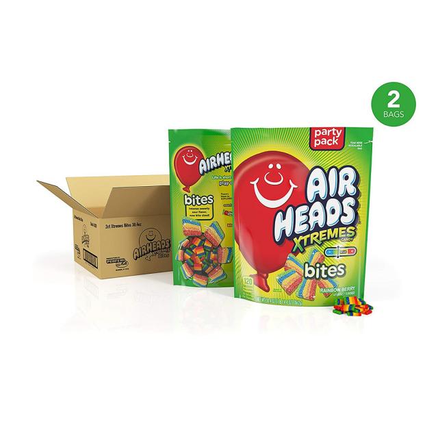 Airheads Xtremes Bites Rainbow Berry 익스트림바이츠 레인보우베리 파티팩 2팩 오트밀 페인트 눈깔 금연 사탕 임산부간식 캔디, 1set