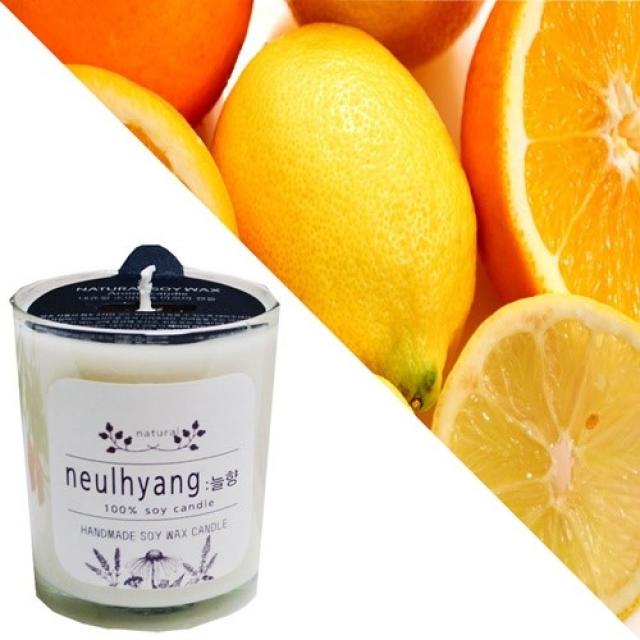 [늘향] 군침도는 상큼하며상쾌한 레몬향 캔들, 90m/초록/나무심지 (28484540)