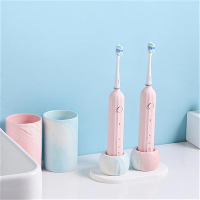 칫솔꽂이 칫솔걸이 전동 칫솔받침 수납 칫솔세면 세트, 08 회색자리+회자컵+16x9cm타원흡수매트