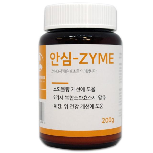 펫파트너스 강아지 고양이 구토 설사 췌장염 위 건강개선 소화효소제 안심-ZYME(안심자임) 200g, 1개