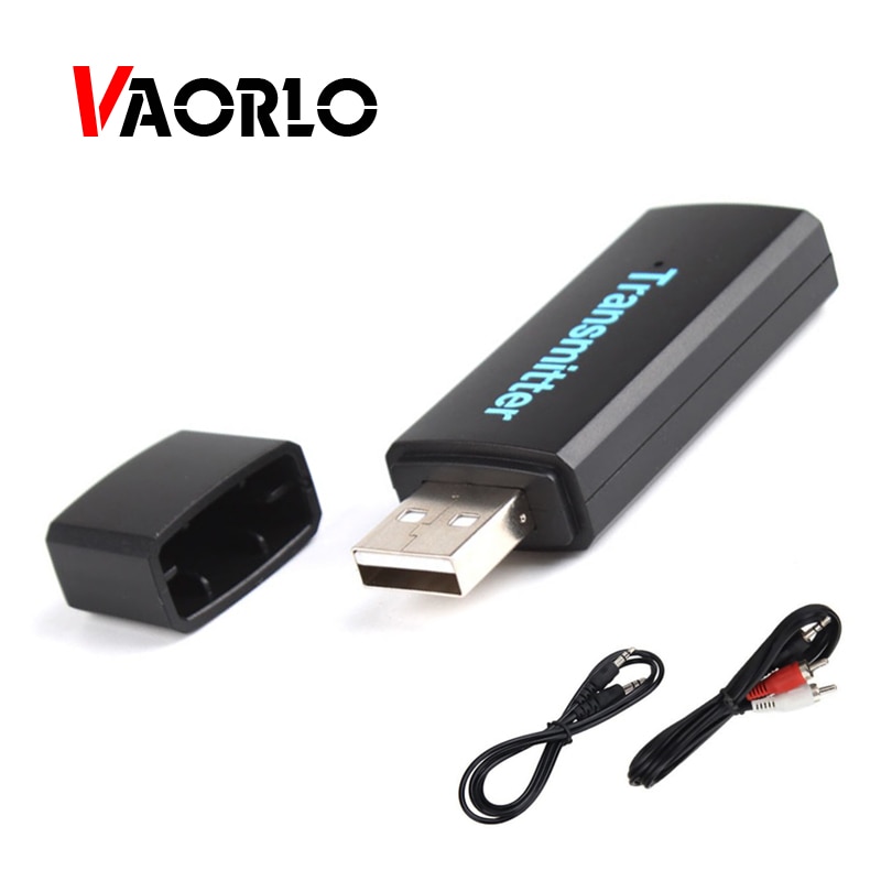 블루투스 송신기 TV Audio Stereo Music USB 무선 어댑터 대 한 Bluetooth 헤드폰 PC 3.5 미리메터 AUX Bluetooth 어댑터 송신자, Bluetooth v3.0, Black