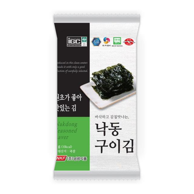 부산낙동김 본사직영 낙동구이김 8절6매 2g 도시락김 안주용 여행용 캠핑용 남광김, 80봉