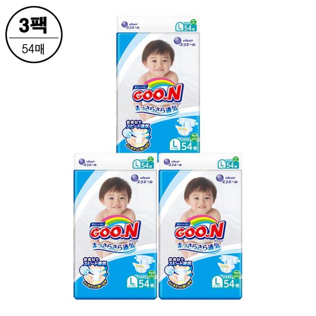 군 오리지널 테이프 밴드형 기저귀 남여공용 대형 L(9~14kg), 162매입