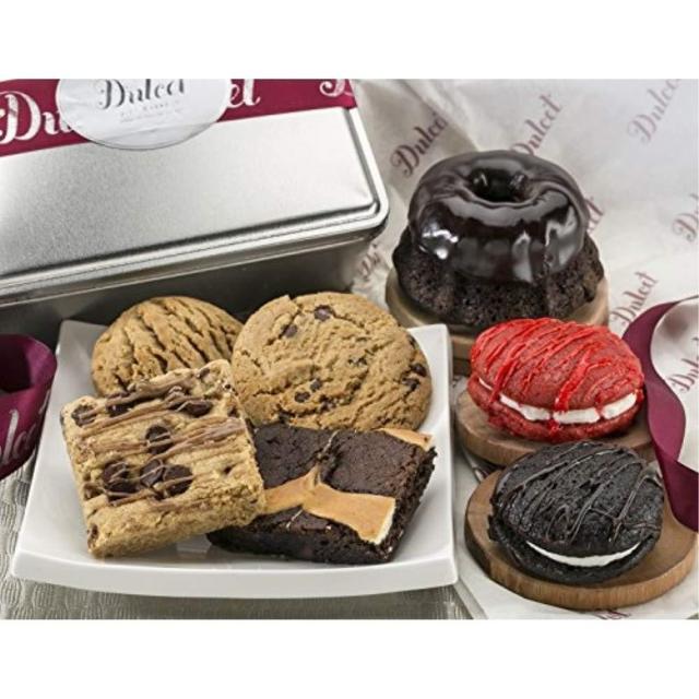 직수입 Dulcet Gift Basket Sweet Samppler Gift Tin 가득 신선한 구운 페이스트리 브라우니 명절 생일 동정심 건강해지기 그리고 남녀를 위한 가, 상세참조, 수량