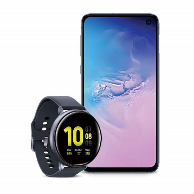 Samsung Galaxy S10e Factory 언락 Phone with 128GB (U.S. Warranty) Prism Blue w/Samsung Watch Active2 (44mm) Aqua Black - US Version, One Size, One Color