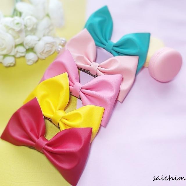 [새침때기] 상큼발랄 이쁜리본세트 머리핀, 1개, 연분홍.찐분홍.빨강이.노랑이.초록
