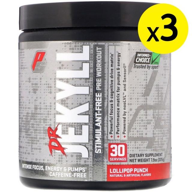 ProSupps Dr Jekyll 각성제 무함유 운동 전 보충제 롤리팝 펀치 225g(7.9oz) 3개, 선택, 상세설명참조