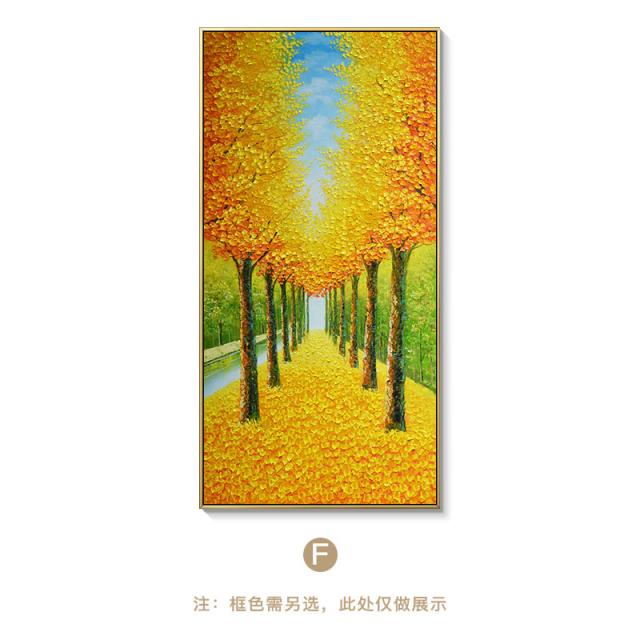황금 도처에 은행나무 풍경화 인테리림 대단히 부유함 입주 현관화 통로 그림을 걸다 벽화 뮤럴, 골드알루미늄테두리_도자기정유황금큰길F<황금큰길>