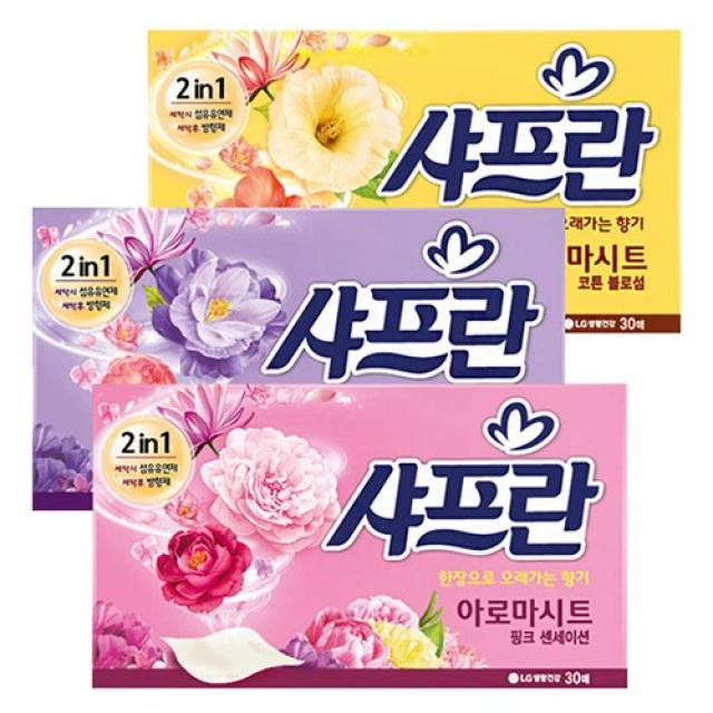 샤프란 아로마 시트 30매 섬유 유연제 간편한 티슈형, 14_핑크센세이션 x 5개 (150매)
