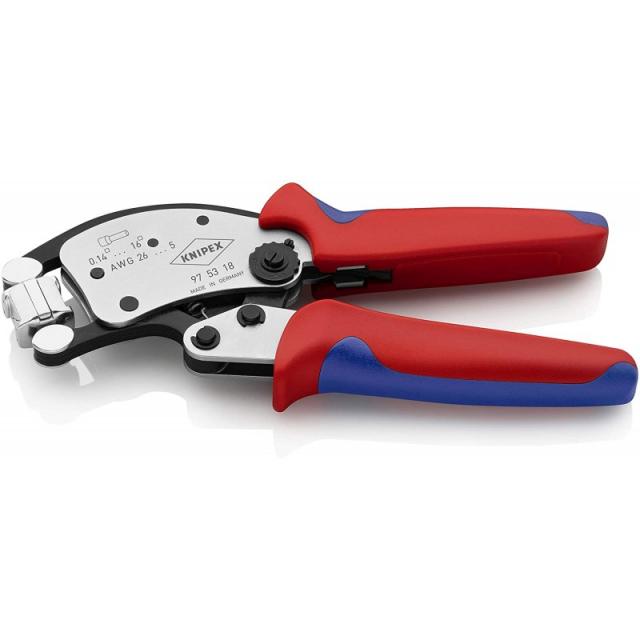 Knipex 97 53 18 크롬 도금 260mm Twistor16 정맥 말단 화재용 자체 조절 크림핑 펜치 회전 가능한 크