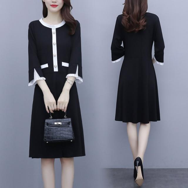 단정 우아 블랙 롱 원피스 빅사이즈 하객 며느리룩 큰옷 예복 A라인 돌잔치 L부터 5XL까지