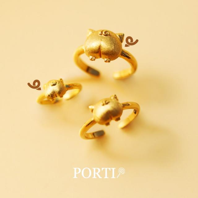 [뽀르띠] 황금 돼지띠 돼지 엉덩이 순금 백일반지 돌반지 1g 1.875g 3.75g