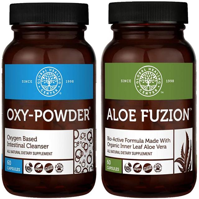 Global Healing Oxy-Powder & Aloe Fuzion Kit-를 지원하고 분을 하는 산소 기반 결장 세척제 및 활성, 단일상품, 단일상품