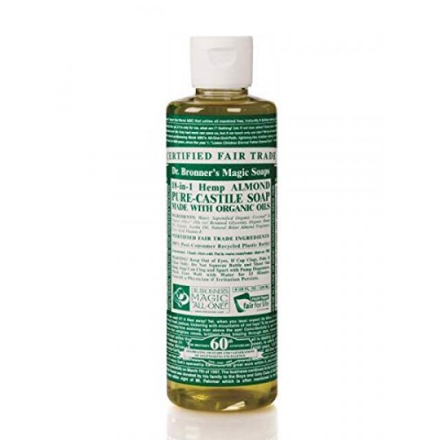 Dr. Bronner 's-순수성 액체 액체 비누 (알몬드 8 온스)-유기농 오일로 만든 18-in-1 용도 : 얼굴 바디 헤어 세탁소