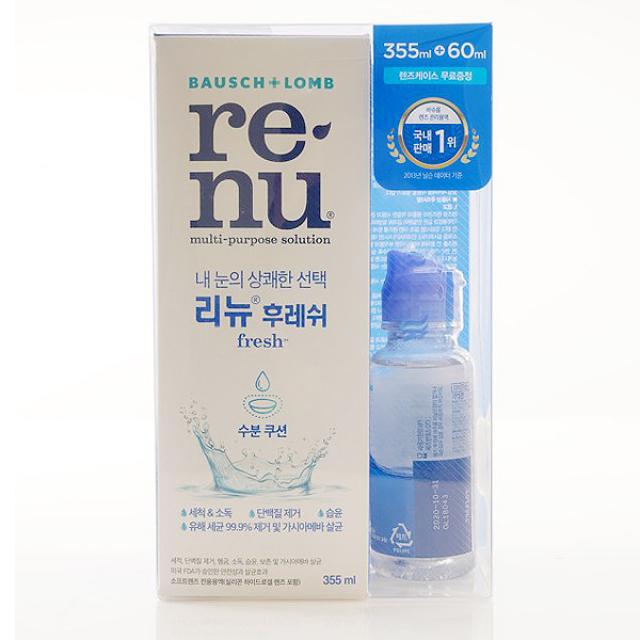 바슈롬 리뉴 후레쉬 355ml + 60ml (렌즈케이스증정) 렌즈세정액, 355ml＋60ml