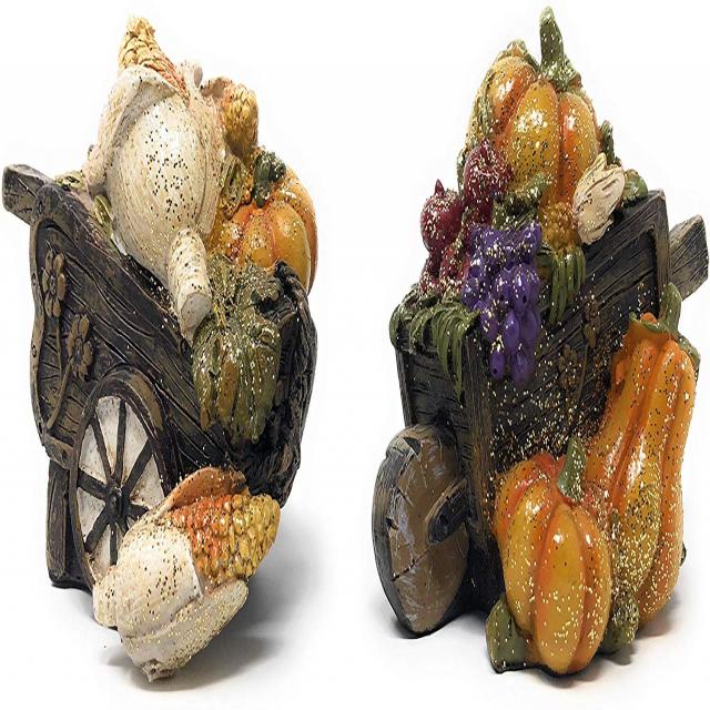 NMT 한나의 세공품 2 탁상 호박 수확 컬렉션 풍요의 뿔 바구니 디자인 각 5 x 3.5 x 3 인치 세트 - P027507GBFJNPG7, 기본