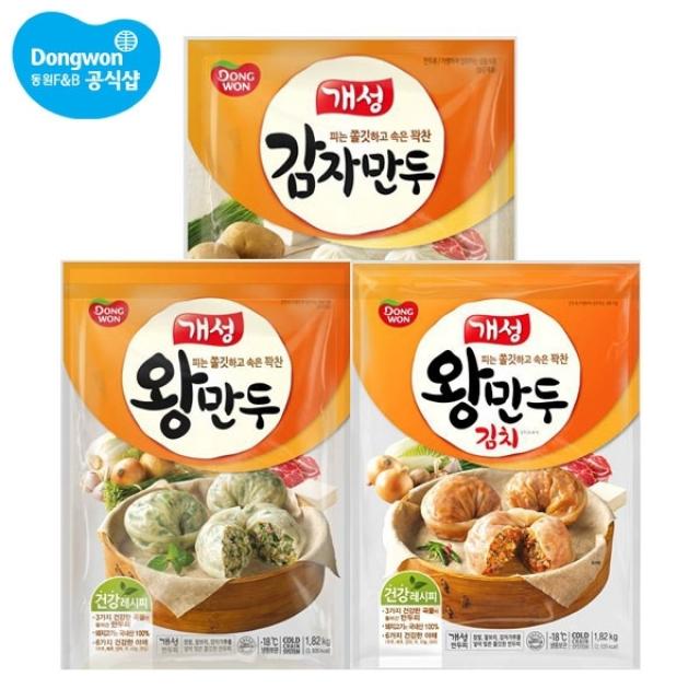 동원에프앤비 개성 왕만두 1.82kg x 2봉/김치/감자, 필수선택:김치왕만두 1.82+개성감자만두 1.9