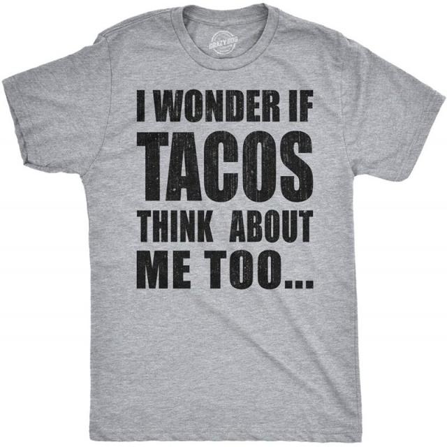 타코가 나를 너무 웃긴 타코에 대해 생각하는지 궁금하다 화요일 비꼬는 그래픽(Light Heather Grey) - XL