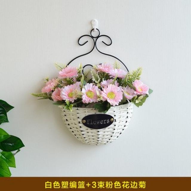 Jan.27 345번 벽걸이 화분걸이 벽거실 장식 등나무 꽃병 뜨개질 작은 바구니 걸이 벽화분 비닐Z, 명중 하 다., 버 건 디 진 카 바 구 니 + 트 리 플 라 워