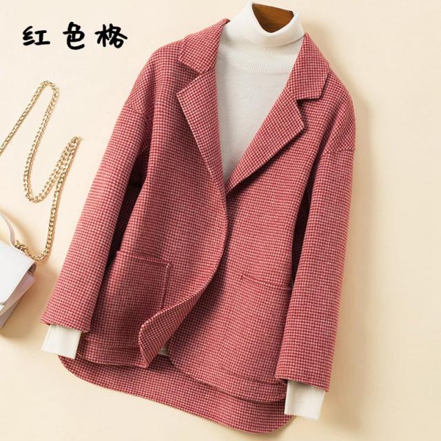 여자겨울코트 2019양면 캐시미어 코트 숏스타일 가을겨울 루즈핏 빅사이즈 울 정장 자켓 작은키