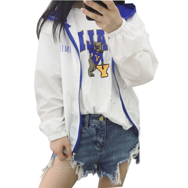 2019 새 봄 퀵-drying women's jacket 암 두건을 쓴 windbreaker 선 스크린 옷 Plus size ultr