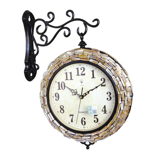북극성 (POLARIS) 괘종거실 창의 시계 유럽식 패션 현대 양면 시계 정음 석영 시계 지중해 풍정 금속 괘종 TY801G, 상세페이지 참조