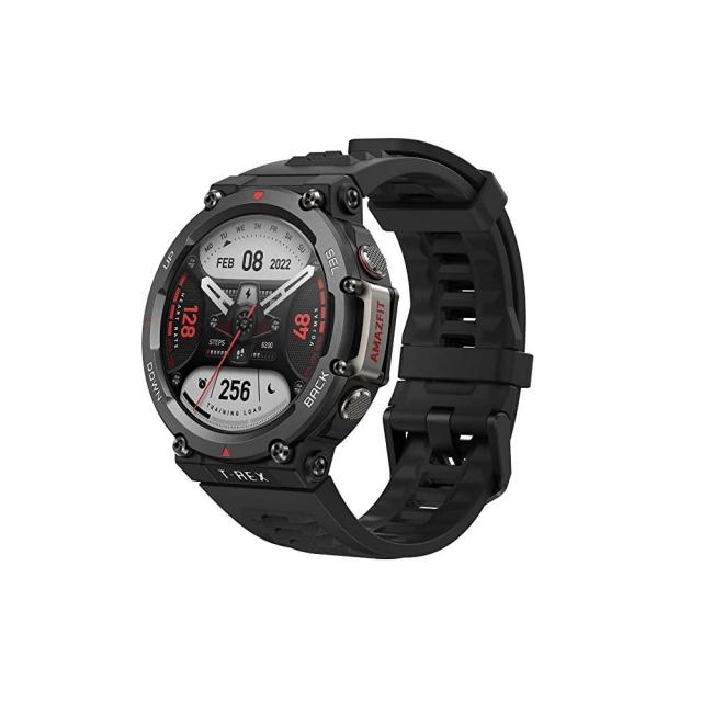 Amazfit T-Rex 2 남성용 스마트 워치 견고한 야외 GPS 스포츠 피트니스 시계 군용 등급 테스트 15개 실시간 내비게이션 24일 수명 근력 운동 150개 이상의 모드 방, AE) Ember Black_T-Rex 2