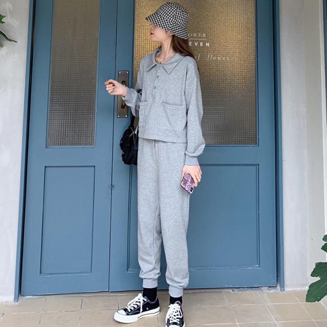 찐컴퍼니 봄트레이닝복패션 포장하여 파는 물건 봄계절 와이드 루즈핏 스타일리시 감소하다 운동복 캐주얼 룩 여성