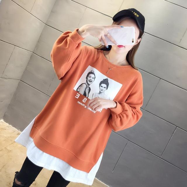 에세샵 가을 여자 행세를 함 룩와이드 무늬프린트 초불게으른기풍 붐INS 상의 핫한