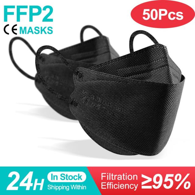 컬러 피쉬 마스카라 FFP2 KN95 마스크 한국 인증 마스카라 fpp2 동질가 호흡기 ffp2mask ce 재사용 가능한 마스크 마스크, adult black 50pcs_8