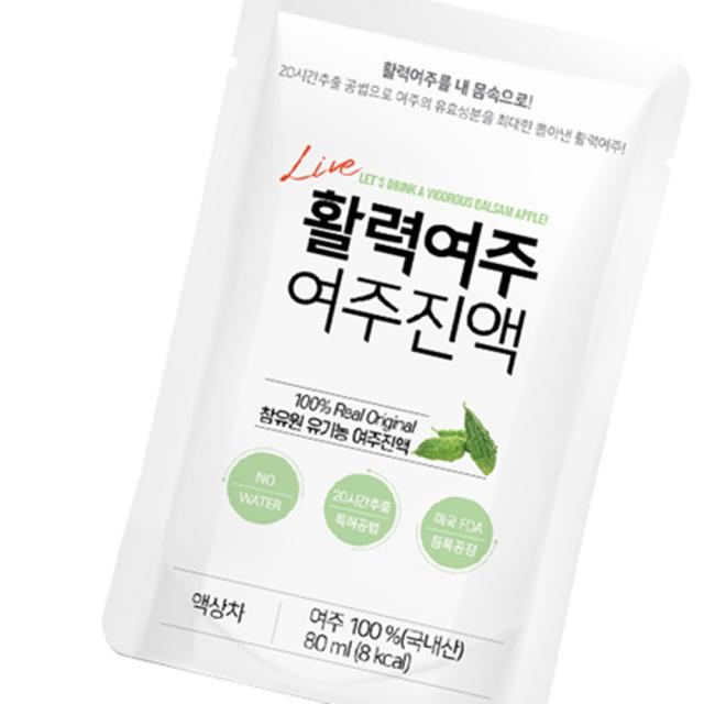 국내산 친환경 무농약 활력여주 특허기술 쓴맛최소 진한 여주진액 여주즙, 50팩, 90ml