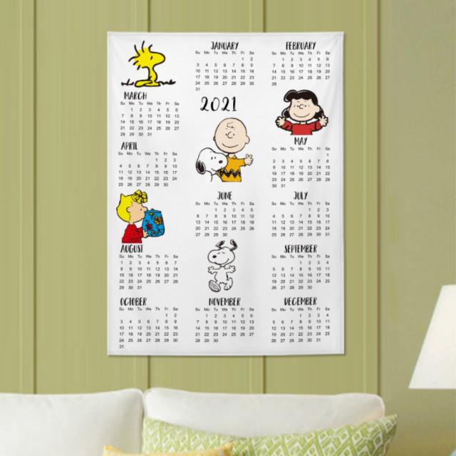 2021 스누피 달력 대형 패브릭 포스터 천 벽가리개 벽장식 배경 리모델링 방꾸미기 벽보, 2021년 캘린더 3