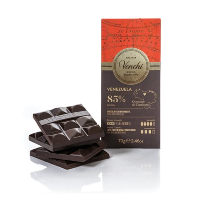 Venchi Venezuela 85% Dark Chocolate Bar 벤치 베네수엘라 다크 초콜릿 70g 2팩, 1개, 1g