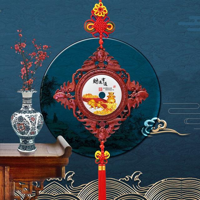 천연 옥석 단추 복숭아나무 차이나 결 장신구 현관 티비 벽 침실 중국식 큰사이즈 라지 풍수 덕택이다 문전성시를 이루다, 복림문 -재운이 형통함