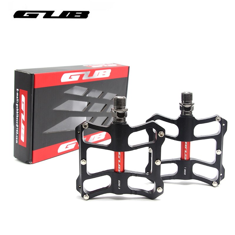 GUB New Cr-Mo 축 초-빛 자전거 페달 CNC Aluminium Alloy 산 Bike 페달 Road MTB 2 베어링 합금 몸 Black Red, 1개