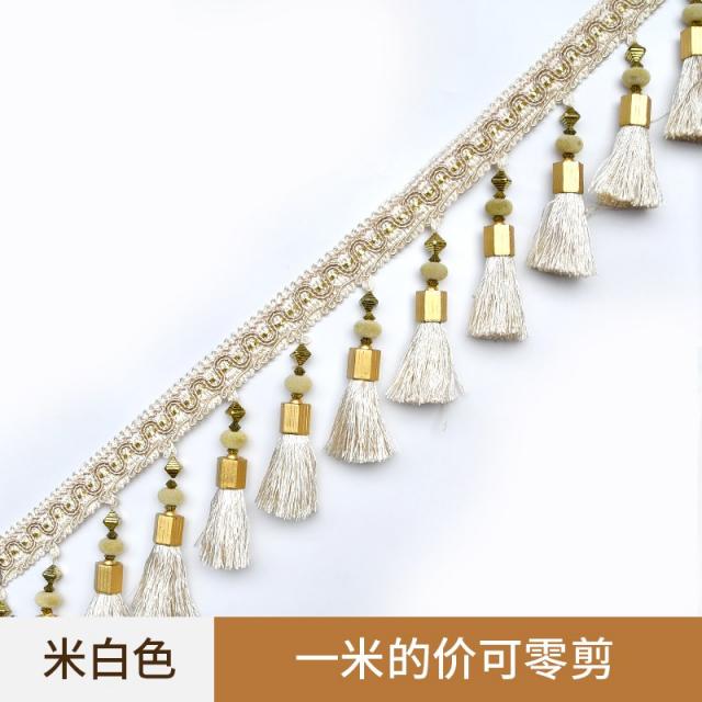 마크라메 뉴타입 커튼 구슬 태슬 레이스 실내 장식 부속품 장식용술을매달은 공장, T04-아이보리 1메터 값어치가 있다 재단판매