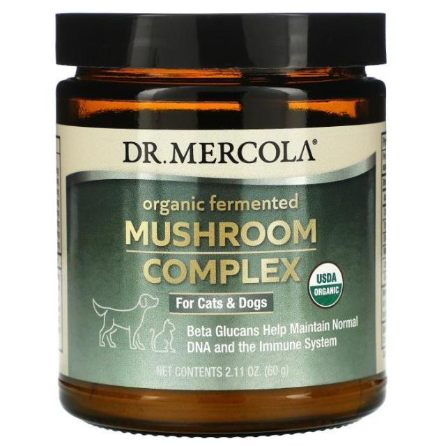 Dr. Mercola 유기농 발효 버섯 복합체 개 및 고양이용 60g(2.11oz), One Color, One Size