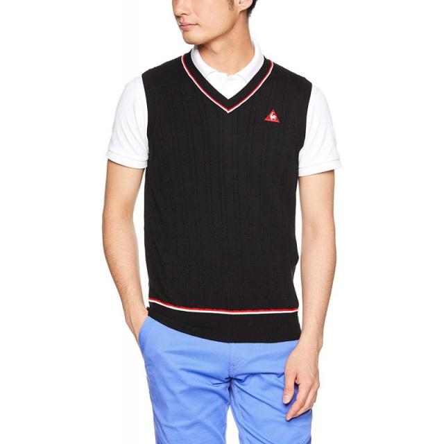 [le coq sportif / GOLF COLLECTION] 코튼 케이블 니트 베스트 QGMNJL81 남성 BK00 (블랙) 일본 LL (한국