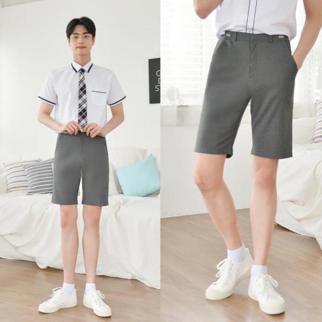 (허리조절) 스판 진그레이 교복 반바지 남자 교복바지 여자교복바지 남자교복바지 교복 교복쇼핑몰 남자교복 고등학교교복 남성정장바지 남자정장바지 남자슬랙스