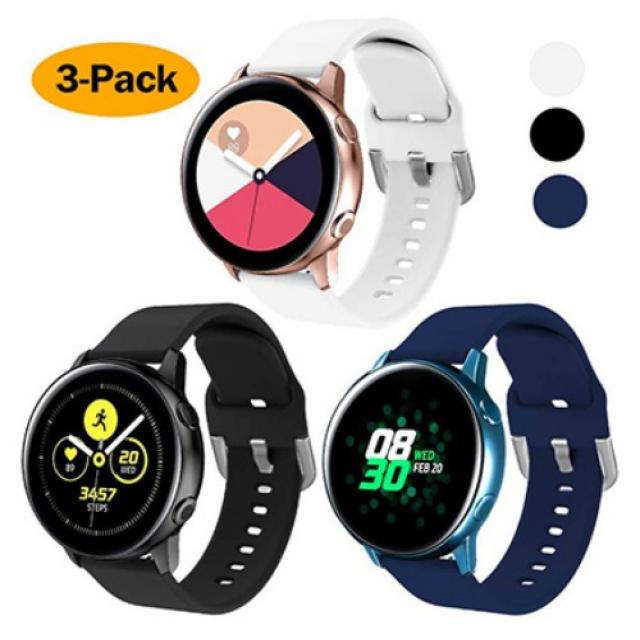 갤럭시 액티브2 시계줄, 1개, 화이트 + 블랙 + 미드 나잇 블루 [공식 시계 밴드] 값 설정 + Galaxy Watch Active / Active2 [소형 손목 둘레 130-160mm]