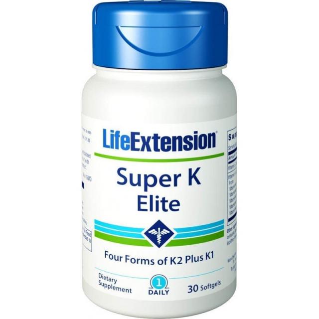 Life Extension Super K Elite-건강한 뼈 동맥을위한 완전한 K 포뮬라 30 소프트 젤, 1, 단일상품